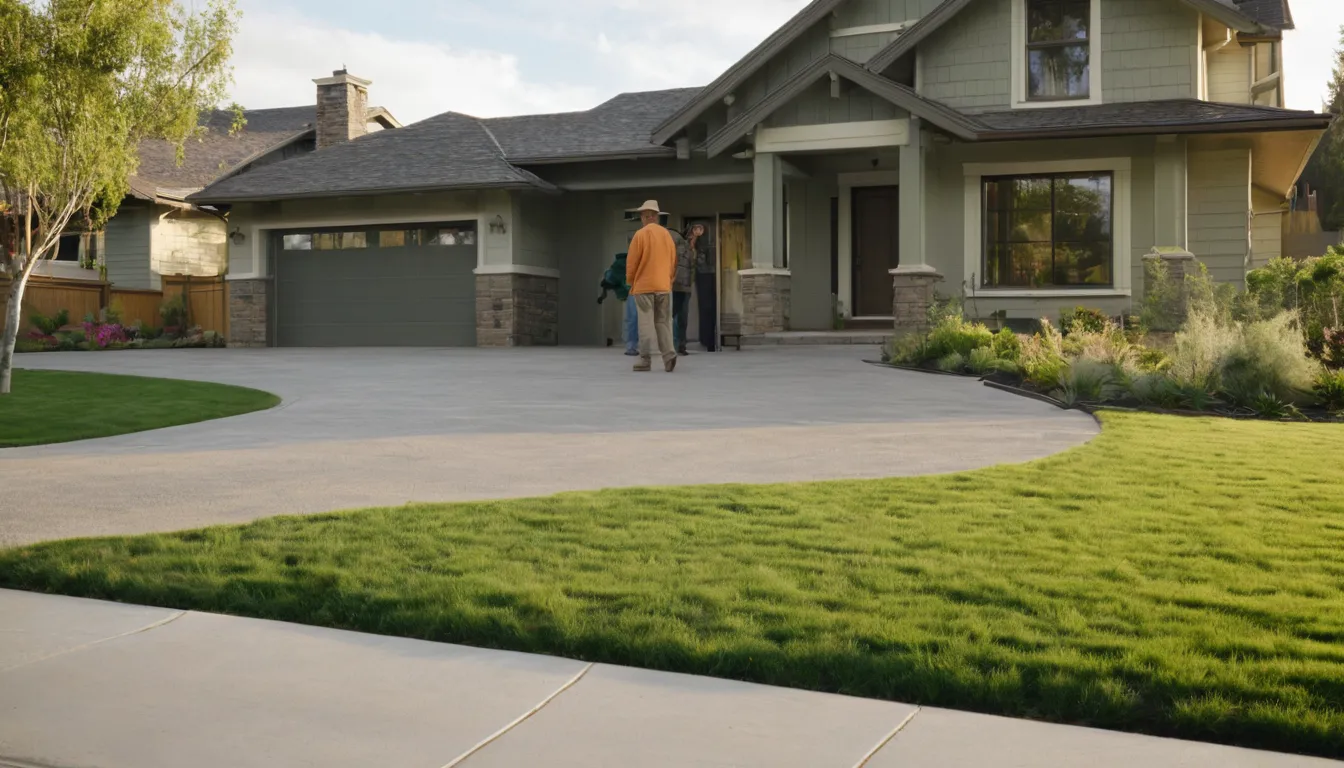 A freshly poured concrete driveway beside a tidy home in Bethel